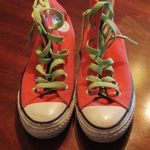 Neon pink converse  high top